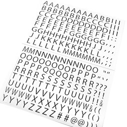 BA-015LN/letters, Buchstaben magnetisch, zum Beschriften von Metallregalen, 120 Zeichen pro A4-Bogen, 2-teiliges Set