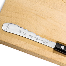 M-KNIFESET-001/bosw, Set de tabla de desayuno, tabla de cortar de madera de haya, con soporte magnético para el cuchillo y PanoramaKnife, «Best of Switzerland - West»
