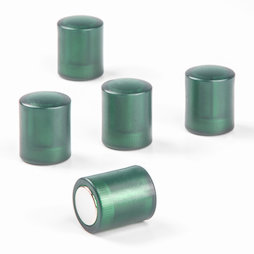 M-PC/greent, Magneti per lavagna cilindrici, magneti al neodimio con cappuccio in plastica, Ø 14 mm, verde trasparente