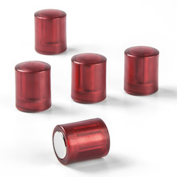 M-PC/redt, Bordmagneten cilindrisch, neodymium magneten met kunststof kapje, Ø 14 mm, transparent rood