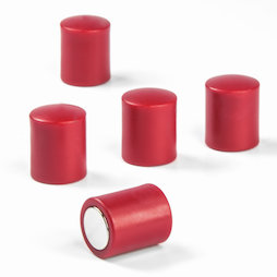 M-PC/red, Magneti per lavagna cilindrici, magneti al neodimio con cappuccio in plastica, Ø 14 mm, rosso