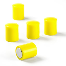 M-PC/yellow, Magneti per lavagna cilindrici, magneti al neodimio con cappuccio in plastica, Ø 14 mm, giallo