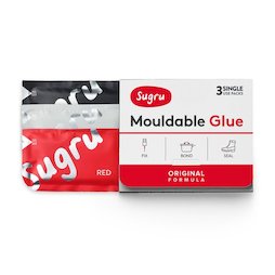 SUG-03/mixed2, Sugru pak 3 stuks, vormbare kleefmassa, 1x zwart, 1x wit, 1x rood, pakjes van 5 g elk