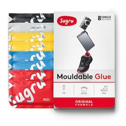 SUG-08/mixed1, Sugru, pack de 8 uds., pegamento moldeable, 1x negro, 1x blanco, 2x rojo, 2x azul, 2x amarillo, paquetes de 5 g