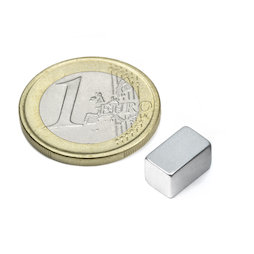 Q-10-06-06-Z, Block magnet 10 x 6 x 6 mm, neodymium, N45, zinc-plated