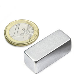 Q-30-12-12-Z, Block magnet 30 x 12 x 12 mm, neodymium, N52, zinc-plated