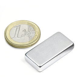 Q-30-15-06-Z, Quadermagnet 30 x 15 x 6 mm, Neodym, 42SH, verzinkt