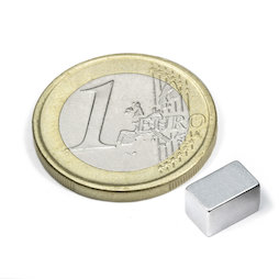 Q-08-05-05-Z, Block magnet 8 x 5 x 5 mm, neodymium, N45, zinc-plated