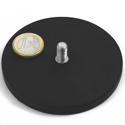 GTNG-88, gummierter Topfmagnet mit Gewindezapfen, Ø 88 mm, Gewinde M8