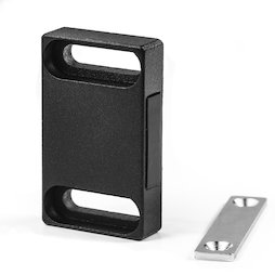 M-FURN-04/sideward, Magnetbeschlag breit für Möbel, aus Metall, mit Gegenplatte, Haftfläche seitlich