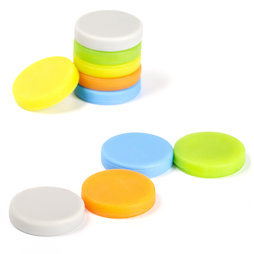 M-95, Magnete mit Silikon-Mantel, beidseitig haftend, 10er-Set, farbig assortiert