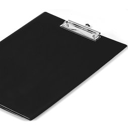 WS-WSF-03, Klemmbrett schwarz, mit Folienüberzug und Klarsichtfach, Format A4, nicht magnetisch!