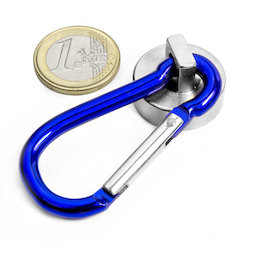 KTN-25B, Potmagneet met blauwe karabijnhaak Ø 25 mm, karabijnlengte 60 mm