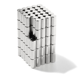 S-04-07-N, Cylindre magnétique Ø 4 mm, hauteur 7 mm, néodyme, N45, nickelé