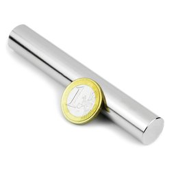 S-15-100-N, Cylindre magnétique Ø 15 mm, hauteur 100 mm, néodyme, N35, nickelé