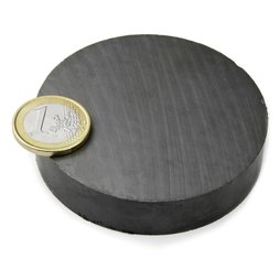 FE-S-70-15, Scheibenmagnet Ø 70 mm, Höhe 15 mm, Ferrit, Y35, unbeschichtet