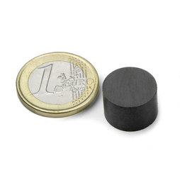FE-S-15-10, Disco magnetico Ø 15 mm, altezza 10 mm, ferrite, Y35, senza rivestimento