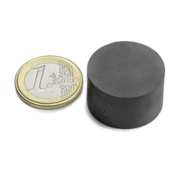FE-S-25-15, Scheibenmagnet Ø 25 mm, Höhe 15 mm, Ferrit, Y35, unbeschichtet