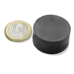FE-S-30-15, Scheibenmagnet Ø 30 mm, Höhe 15 mm, Ferrit, Y35, unbeschichtet