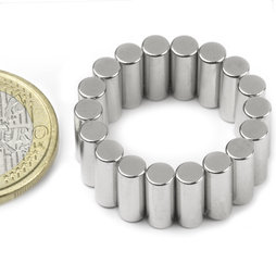 S-04-10-DN, Rod magnet Ø 4 mm, height 10 mm, neodymium, N45, nickel-plated, diametrically magnetised