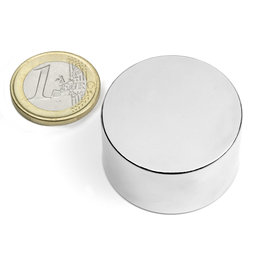 S-35-20-N, Scheibenmagnet Ø 35 mm, Höhe 20 mm, Neodym, N45, vernickelt