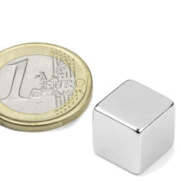 W-12-N, Cube magnet 12 mm, neodymium, N48, nickel-plated