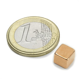 W-07-K, Cube magnet 7 mm, neodymium, N42, copper-plated