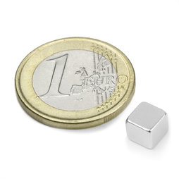 W-06-N, Würfelmagnet 6 mm, Neodym, N42, vernickelt