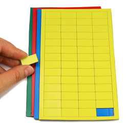 BA-012R, Magnetsymbole Rechteck klein, für Whiteboards & Planungstafeln, 56 Symbole pro Bogen, in verschiedenen Farben