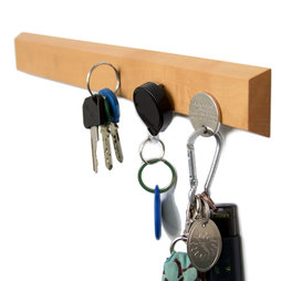 FO-3, Sleutelbord magnetisch 32 cm, magneetstrip, van perenhout, voor 6 sleutels