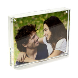 FRM-02, Marco de fotos 15 x 11${dec}5 cm, con cierre magnético, de cristal acrílico (transparente), para formato horizontal y vertical